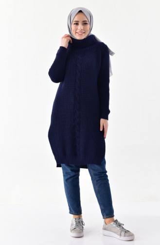 Polo-neck Knitwear Sweater 3872-20 Navy blue 3872-21