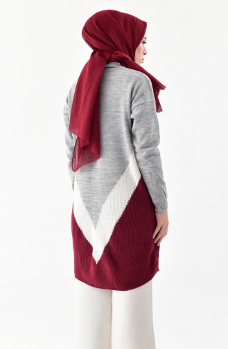 V Patterned Knitwear Sweater 6128-01 Gray 6128-01
