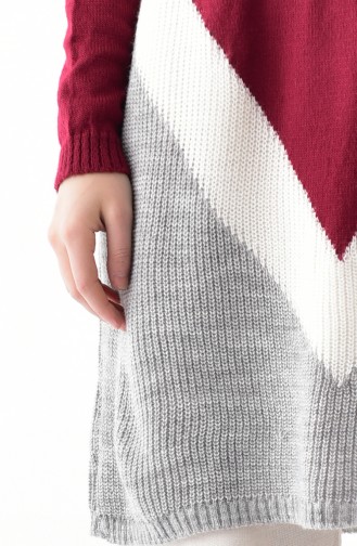 V Patterned Knitwear Sweater 6128-06 Bordeaux 6128-06