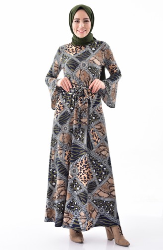 فستان كاجوال بتصميم مُطبع 1644G-01 لون اخضر 1644G-01