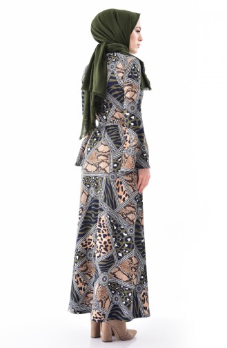 فستان كاجوال بتصميم مُطبع 1644G-01 لون اخضر 1644G-01
