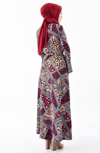 فستان كاجوال بتصميم مُطبع 1644G-02 لون احمر 1644G-02