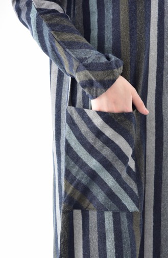 Striped Dress 4407-01 Gray Khaki 4407-01