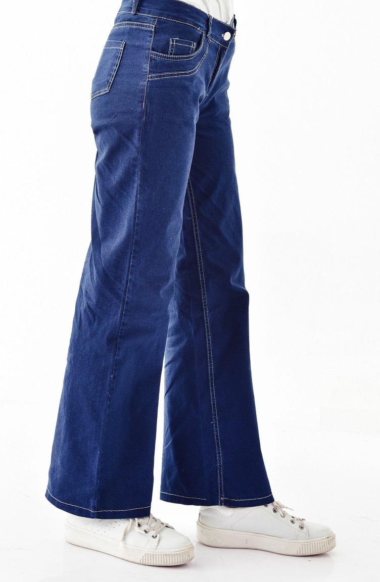 Wide Leg Jeans Pants 2061-02 Dark Navy Blue 2061-02 | Sefamerve