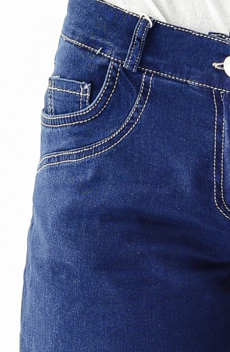 بنطال جينز بتصميم واسع من الأسفل 2061-02 لون كحلي داكن 2061-02