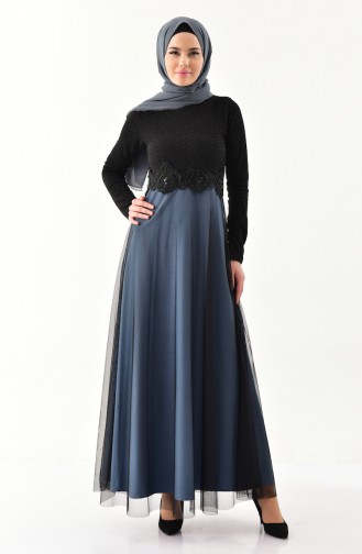 Blue Hijab Evening Dress 3839-05