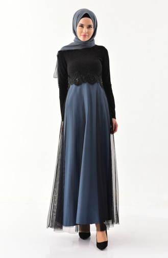 Blue Hijab Evening Dress 3839-05