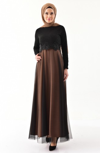 Black Hijab Evening Dress 3839-09