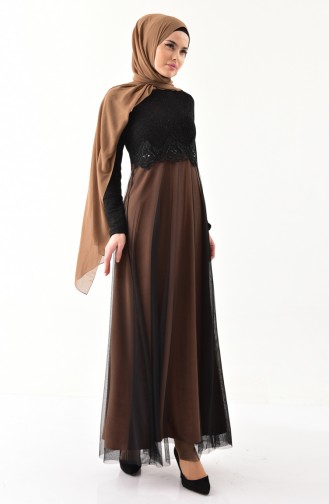 Black Hijab Evening Dress 3839-09