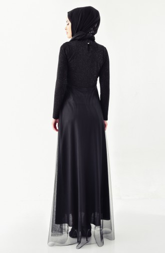 Lace Detailed Evening Dress 3850-02 Black 3850-02
