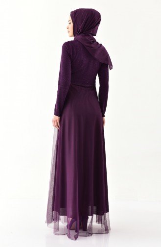 Purple Hijab Evening Dress 3850-07