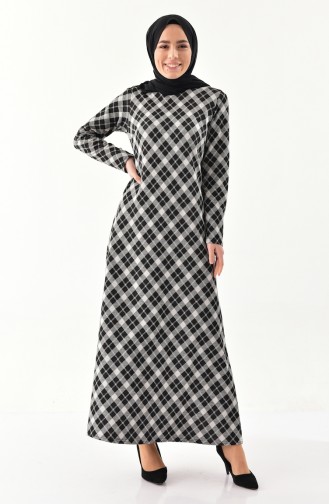 Dilber Patterned Dress 9195-01 Black Silver 9195-01