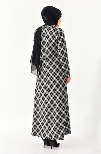 Dilber Patterned Dress 9195-01 Black Silver 9195-01