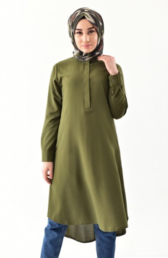 Asymmetrische Tunika mit aufrechtem Kragen 1192-03 Khaki 1192-03