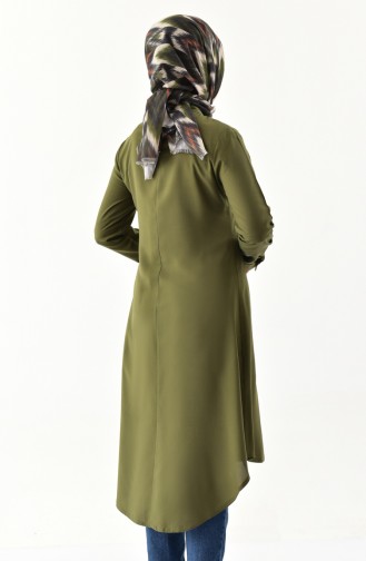 Asymmetrische Tunika mit aufrechtem Kragen 1192-03 Khaki 1192-03