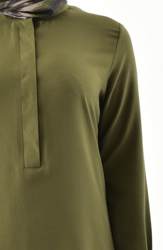 Asymmetrische Tunika mit aufrechtem Kragen 1192-03 Khaki 1192-03