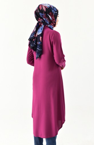 Asymmetrische Tunika mit aufrechtem Kragen 1192-06 Fuchsia 1192-06