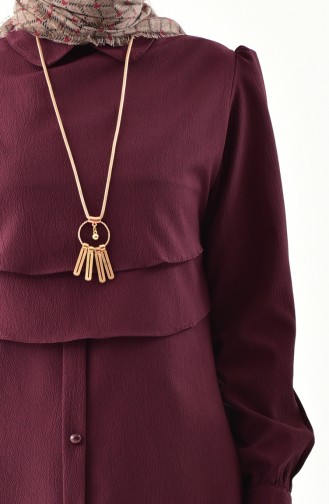 Kolyeli Tunik 51294-03 Koyu Vişne