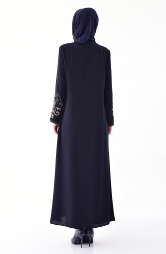 Abaya Bordée 0001-01 Bleu Marine 0001-01