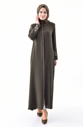 Embroidered Abaya 0001-03 Khaki 0001-03