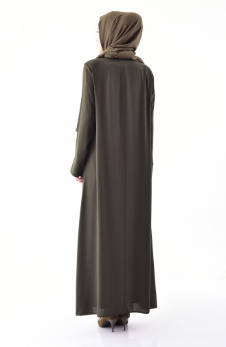 Stone Printed Abaya 0003-03 Khaki 0003-03