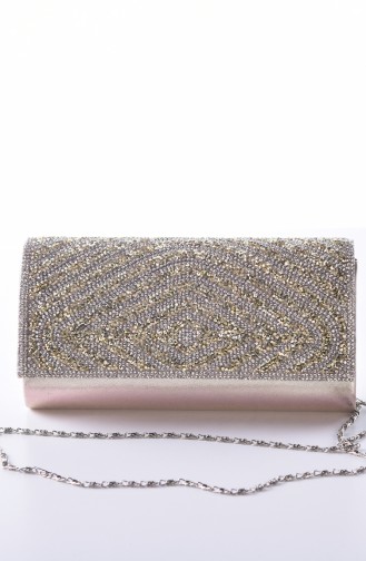 Dame Abendkleid Tasche mit Blumen 0426-03 Gold 0426-03