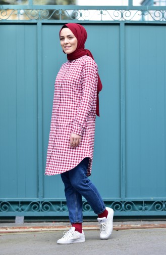 Chequered Tunic 8116-02 Bordeaux White 8116-02