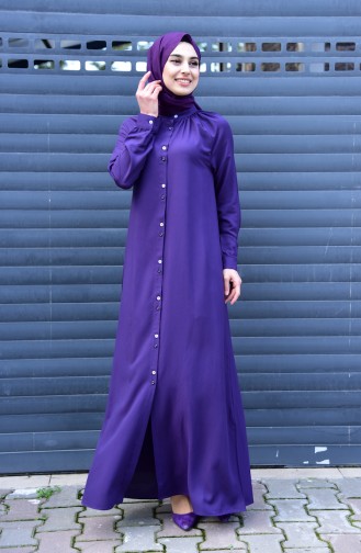 Viscose Long Button Tunic 8120-08 Purple 8120-08