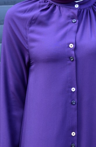 Viscose Long Button Tunic 8120-08 Purple 8120-08