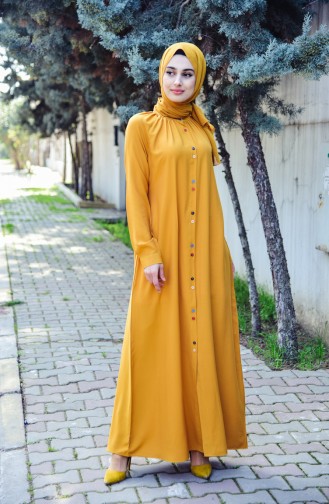 Viscose Long Button Tunic 8120-10 Mustard 8120-10