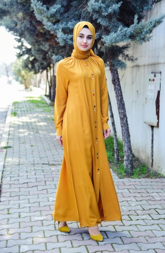 Viscose Long Button Tunic 8120-10 Mustard 8120-10