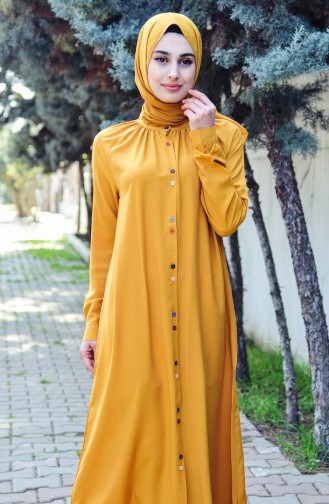 Viscose Long Button Tunic 8120-10 Mustard 8120-10