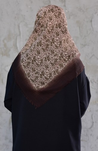 Patterned Flamed Cotton Shawl 2171-06 Brown 2171-06