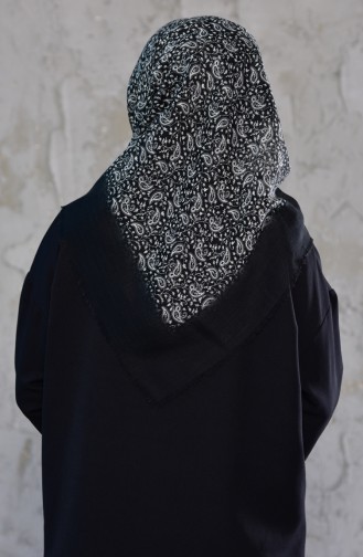 Patterned Flamed Cotton Shawl 2171-07 Black 2171-07