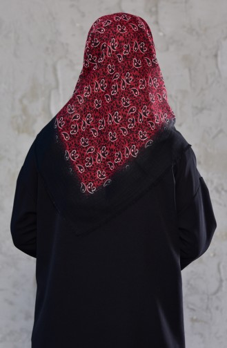 Patterned Flamed Cotton Shawl 2171-14 Black Red 2171-14