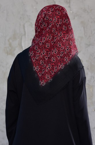 Patterned Flamed Cotton Shawl 2171-14 Black Red 2171-14