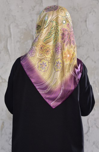 Misiny Collection Silk Scarf 141123-01 Purple light Green 141123-01
