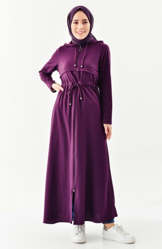 Abaya mit Reissverschluss und Kapuze 7915-01 Lila 7915-01