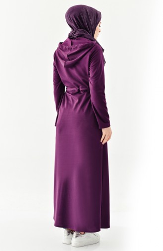 Abaya mit Reissverschluss und Kapuze 7915-01 Lila 7915-01