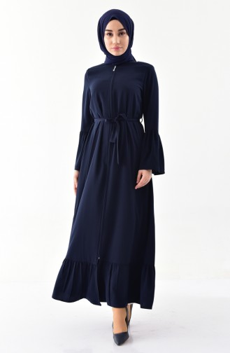 Abaya Manches Volante 6011-03 Bleu Marine 6011-03