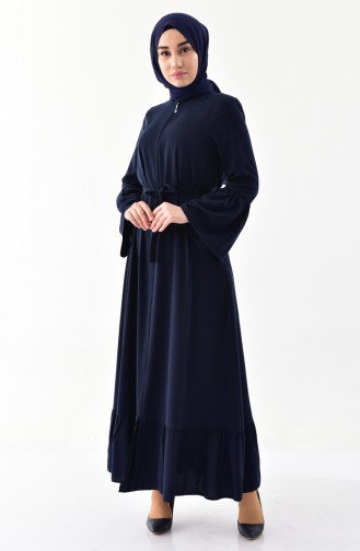 Abaya Manches Volante 6011-03 Bleu Marine 6011-03