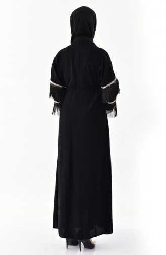 Sequined Tassels Abaya 7818-01 Black 7818-01