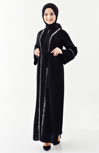 Abaya à Paillettes 7822-01 Noir 7822-01