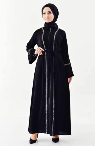 Abaya à Paillettes 7822-01 Noir 7822-01