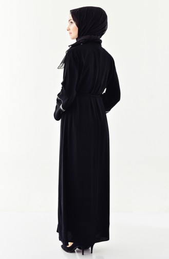 Abaya a Paillettes 7822-01 Noir 7822-01