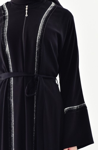 Abaya à Paillettes 7822-01 Noir 7822-01