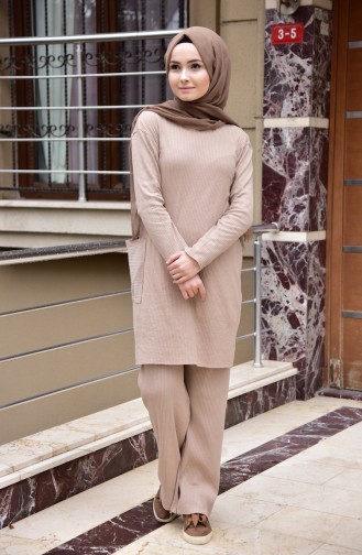 Tunik Pantolon İkili Takım 3316-10 Bej 3316-10