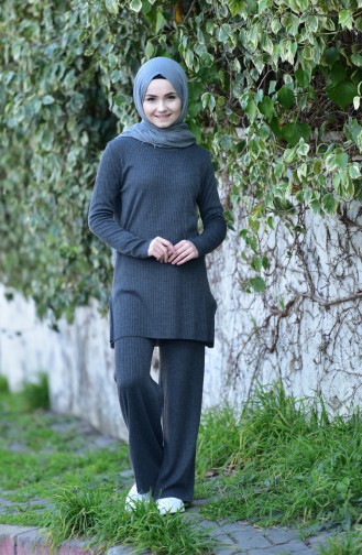 İnce Triko Tunik Pantolon İkili Takım 4094-08 Antrasit 4094-08