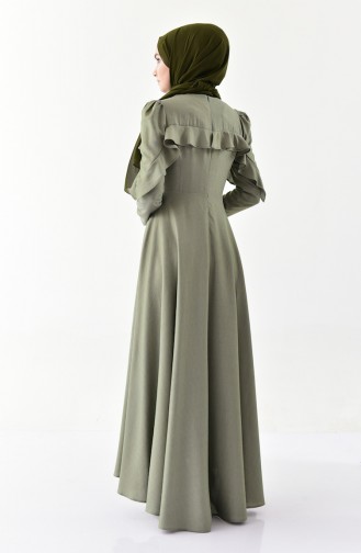 Volanlı Elbise 4262-02 Çağla Yeşili 4262-02