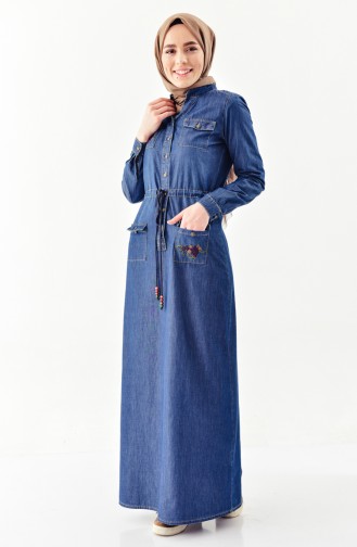 Light Navy Blue Hijab Dress 9200-03